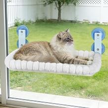 YooxArmor Foldable Cat Window Perch, Cat Bed with Strong Suction Cups & Metal Frame, Window Hammock for Indoor Large Small Cats, Rectangle