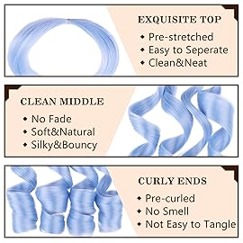 COOKOO 22 Inch 2 PCS French Curl Braiding Hair Baby Blue Loose Wave Crochet Braids for Box Braids Pre Stretched French Curls Braiding Hair Synthetic EZ Braids Extentions for Black Woman