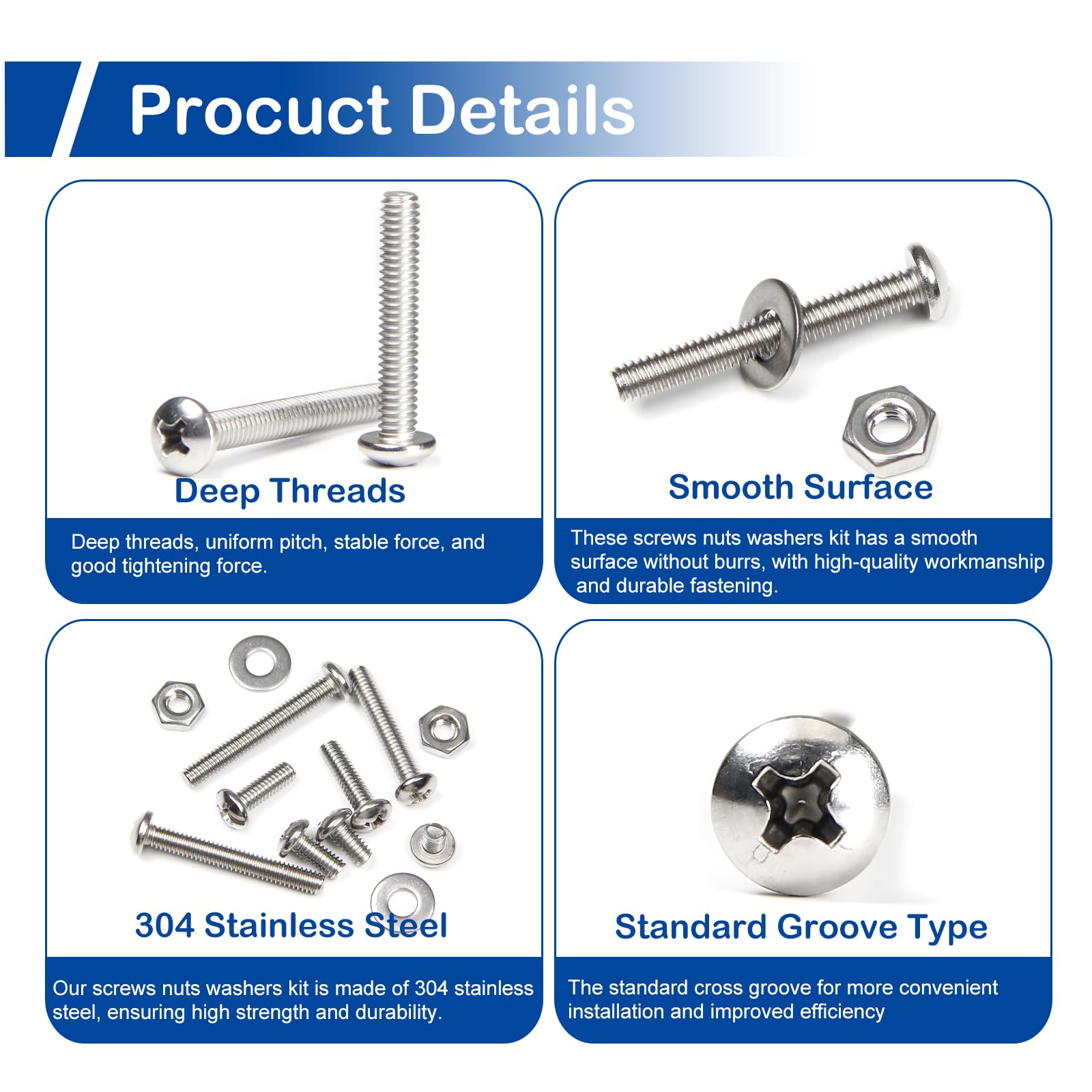280pcs Machine Screws Kit - Nuts & Washers -4