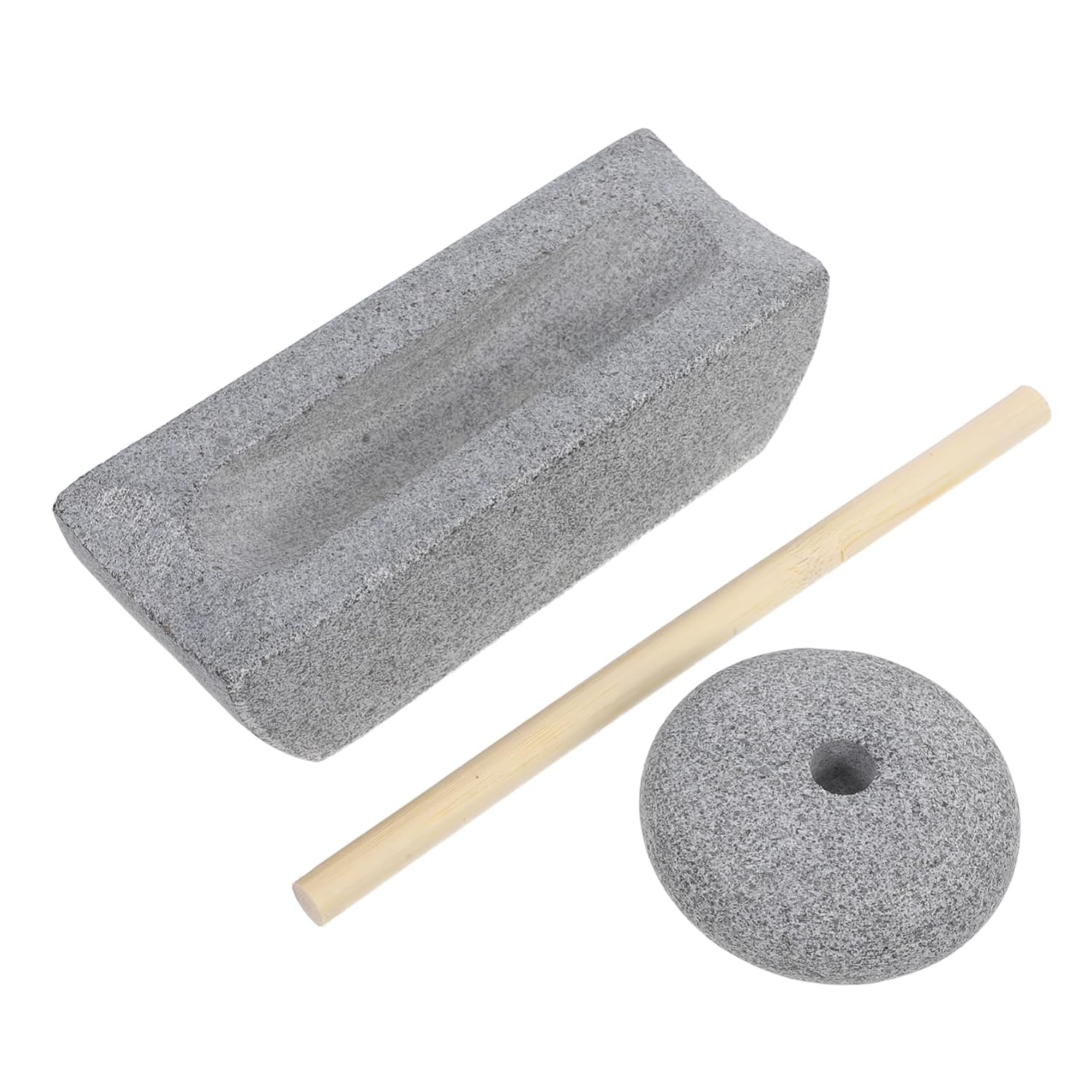 Unomor Chinese Stone Mortar and Pestle Stone Grinding Wheel for Spices Tea Manual Mill Compact Grinder