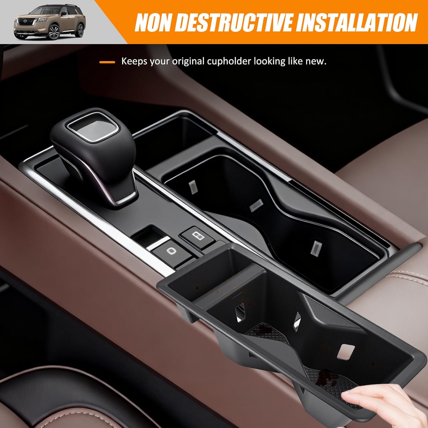 Center Console Cup Holder Compatible with 2022-2025 Nissan Pathfinder Insert Drink Holder Cupholder Coast for 2024 Pathfinder Accessories(Pathfinder 22-25)