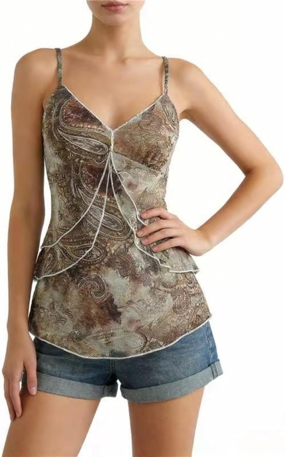 Verdusa Women's Y2k Mesh Tank Top Babydoll Floral Camisole 2000s Clothing Ruffle Going Out Tops - Image 2