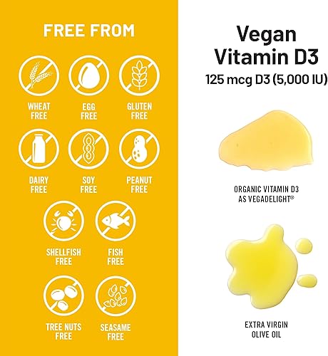 Miniatura 5 de NatureWise Vitamina D3 vegana 5000iu (125 mcg) D3 de liquen - Apoya el sistema inmunológico, muscular y la salud ósea, alta absorción con aceite de