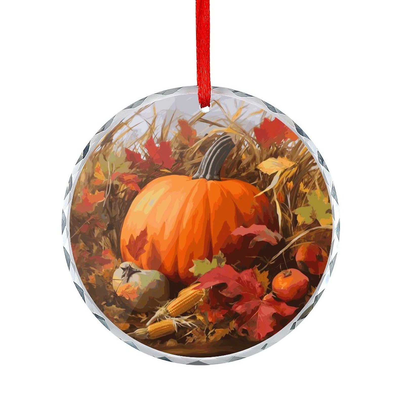 Btcowzrv Style Harvest Pumpkin Round Ornament Hanging Pendant Decor