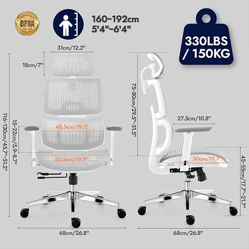 TONFARY Ergonomic Mesh Office Chair with Adjustable Seat Depth, Big & Tall - 3