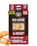 Earth Animal No Hide Chews - Long Lasting Rawhide Free Medium Dog Chews Rolls, Beef - 6 Count