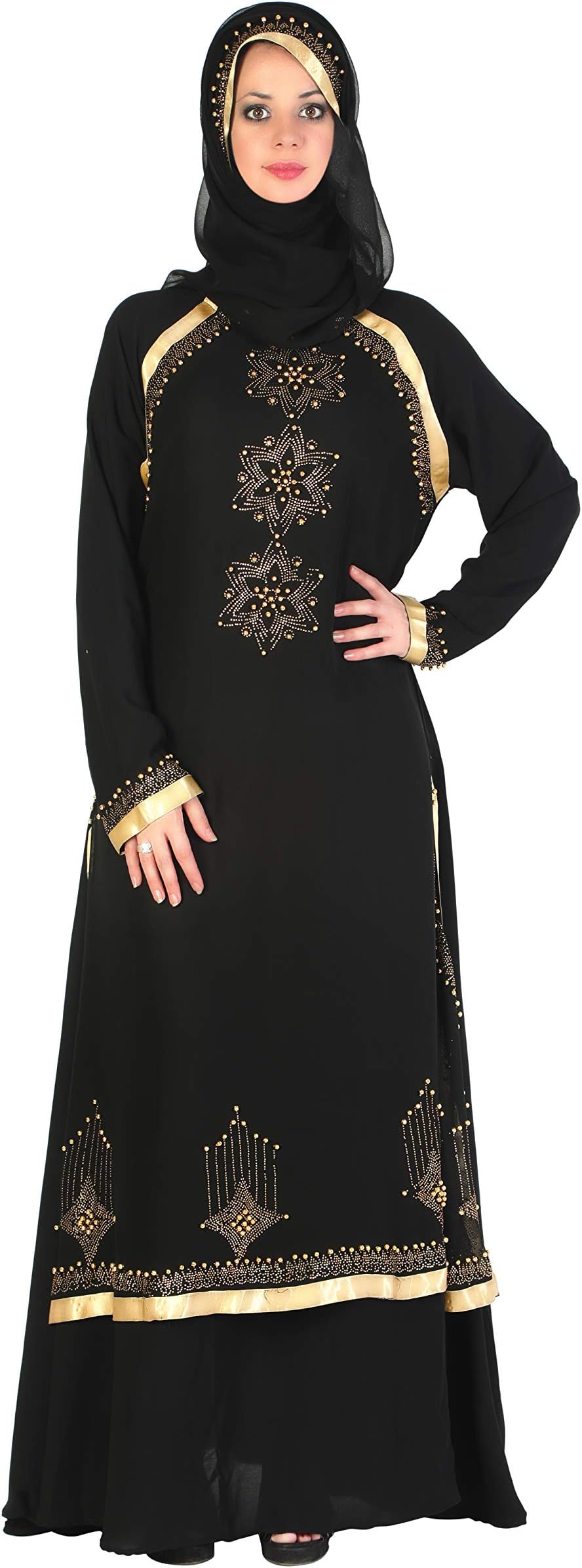 Sofias Abaya Women's Al Nida Fabric Burqa Set (Mm009_Black_Free Size)