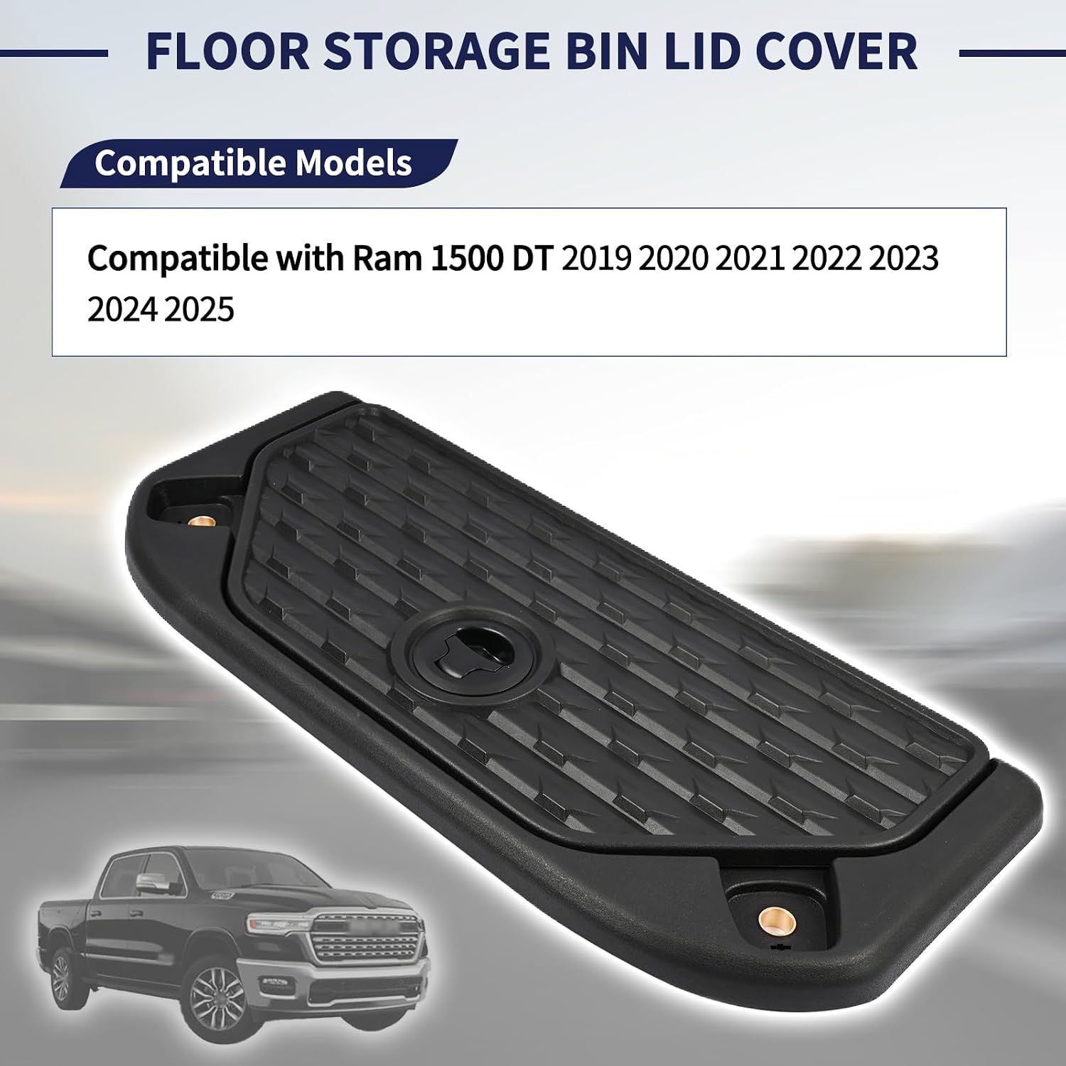 Storage Bin Lid Cover 5YM17TX7AE Compatible with Ram 1500 DT 2019 2020 2021 2022 2023 2024 2025 Floor Storage Bin Lid Cover Black Replace 5YM17TX7AA, 5YM17TX7AB, 5YM17TX7AC, 5YM17TX7AD image 2