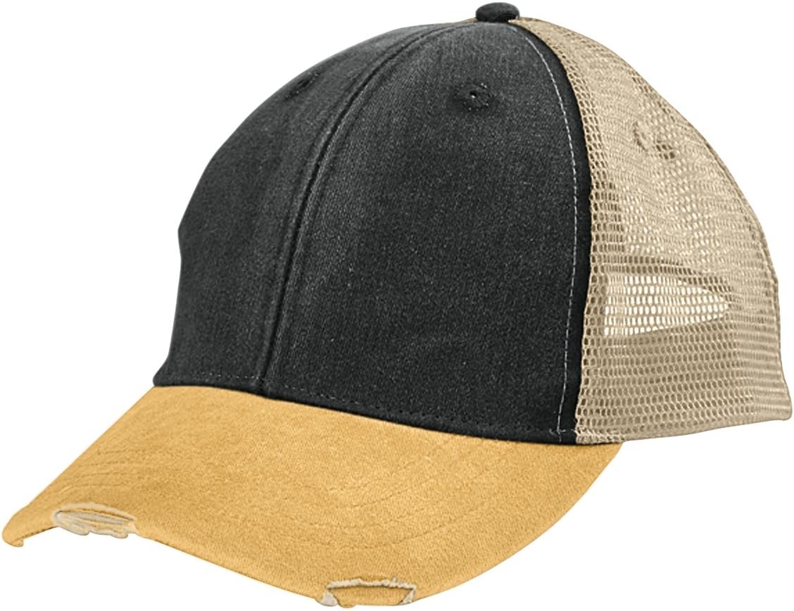Adams OL102 Ollie Cap - Cotton Baseball Cap With Distressed Visor & Mesh Back