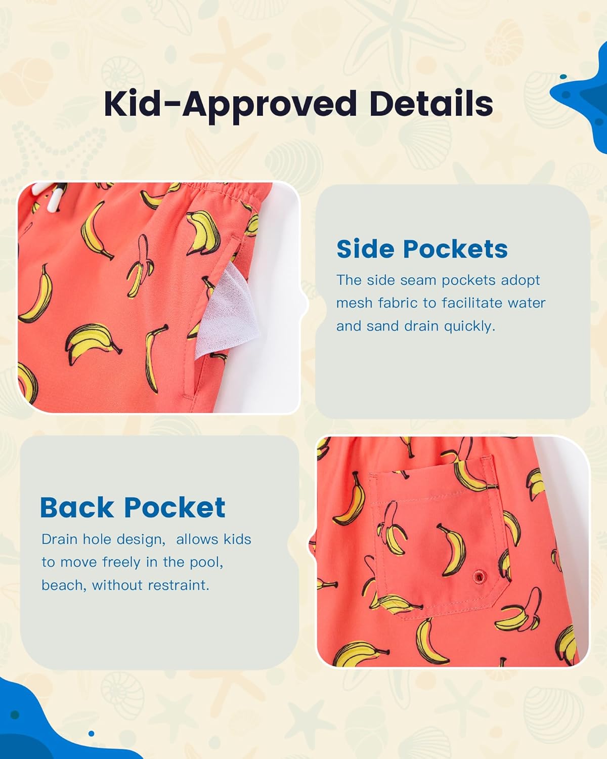 SURF CUZ Boys Swim Trunks with Compression Liner Toddler Swimsuit Boy Swim Shorts Bathing Suits Boxer Brief Swimming Trunks - Image 5