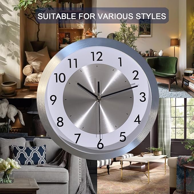 Reloj de Pared Analógico Silencioso Metal 12 pulgadas Fzy.bstim miniatura 6