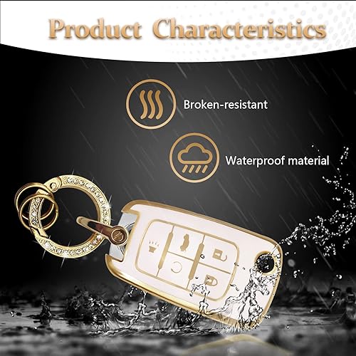 Miniatura 5 de Compatible con funda para llavero Chevy con cordón para llavero, fundas de repuesto de TPU suave para Chevrolet Buick Camaro Cruze Equinox Malibu