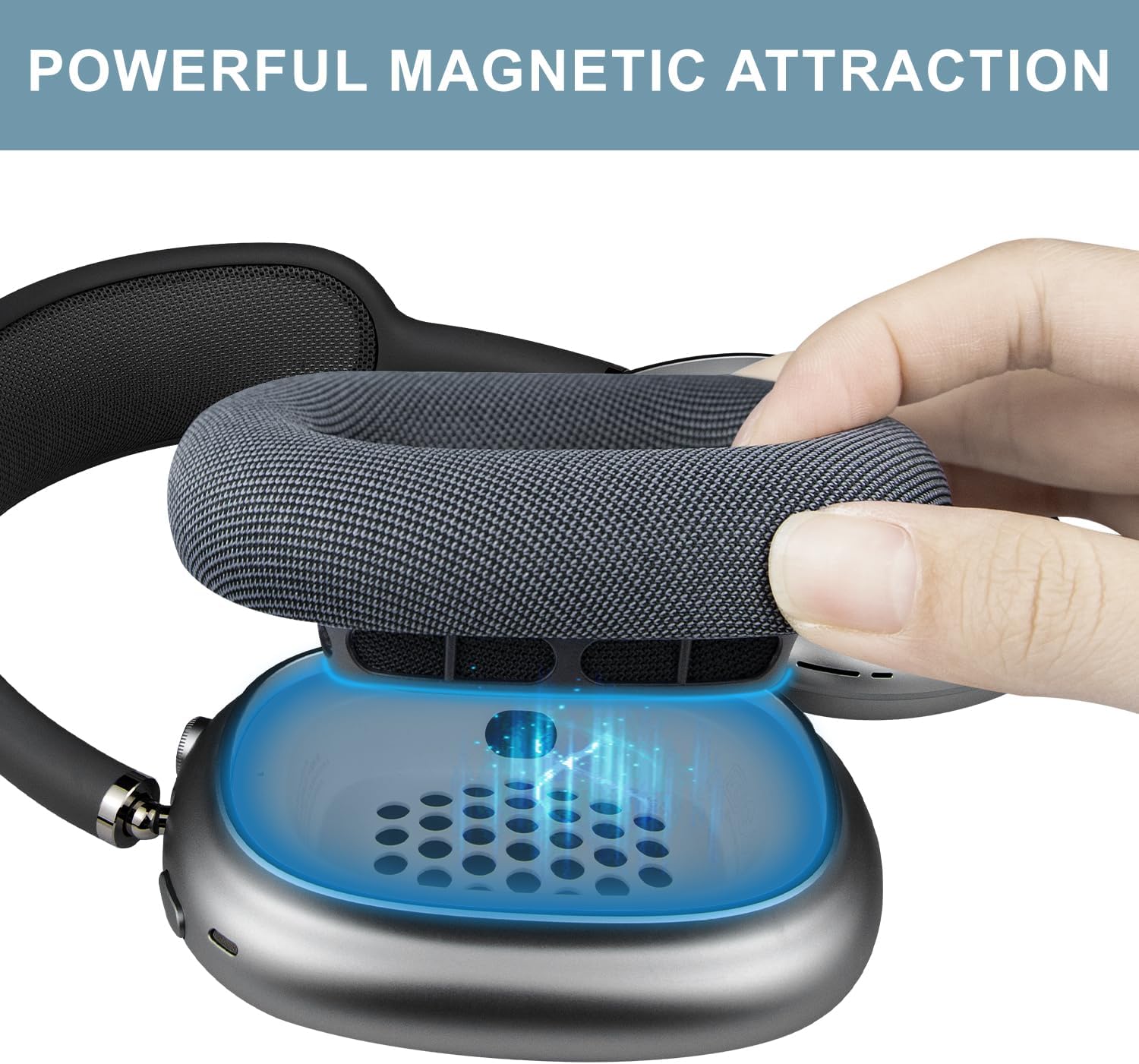 SOPROM Upgraded Ear Pads Replacement for Airpods Max Over-Ear Headphones, Earpads Cushions with Durable Mesh Fabric, Softer Foam, Noise Isolation and Sweatproof - Midnight - Image 6