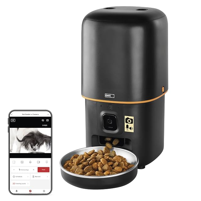 EMOS - Comedero automático GoSmart de 4 litros con cámara - Comedero WiFi Pet Care con aplicación