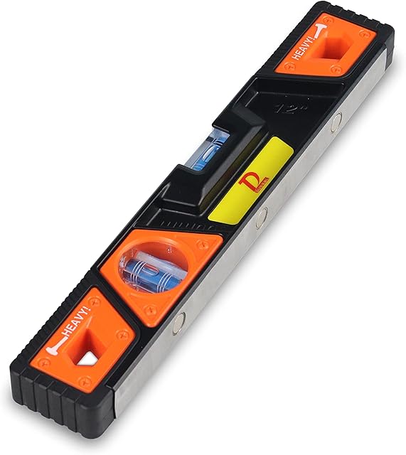 300mm Magnetic Aluminum Die-Casting Spirit Level, Heavy Duty Spirit Level with Vertical/Angle 45°/ Horizontal Bubbles