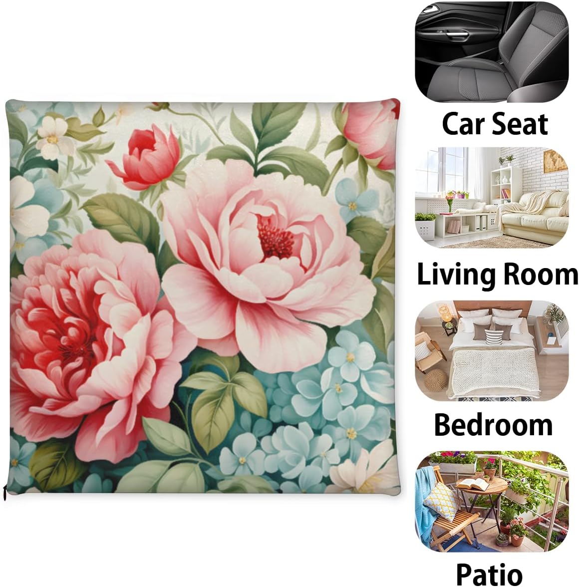 Chair Pads Peony Hydrangea Chair Cushions Fabric Chair Pillow,Comfort Softness Seat Cushion for Dining/Office Chair,Florals Thicken Chair Padding for Refurbishment 16x16
