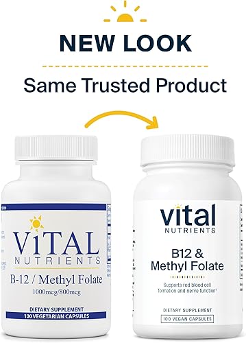 Miniatura 6 de Vital Nutrients - Vitamina B12  folato de metilo - Apoya la función de células cerebrales saludables - 100 cápsulas vegetarianas por botella
