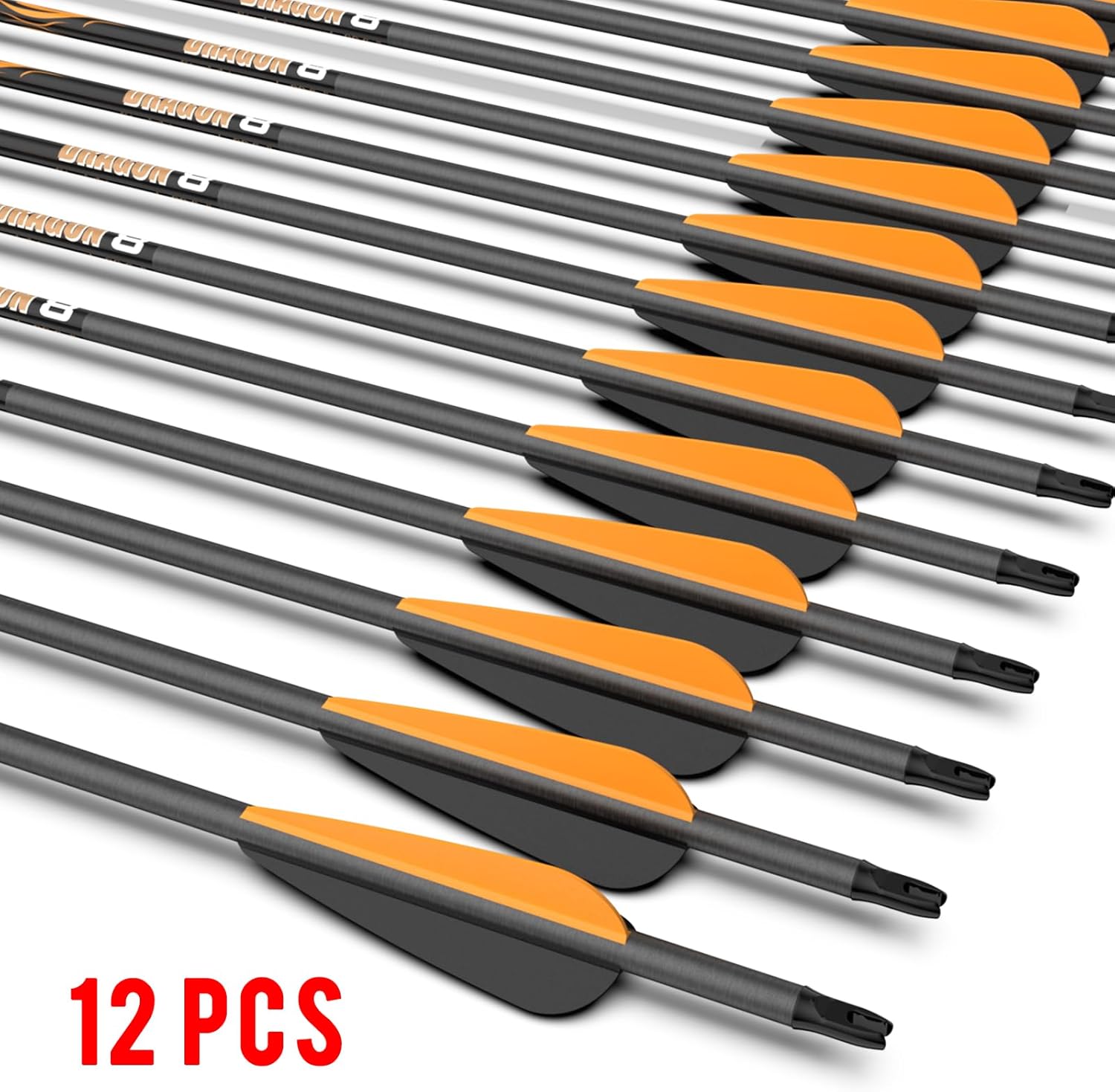 sanlida 100% Pure Carbon Hunting Arrows, Olympic-Grade 10 Spines Deflection (Unique), 0.001"/0.003"/0.006" Straightness, Buy 12 Get 12 Free/Buy 6 Get 6 Free, for Compound & Recurve Bows (12/24PCS)