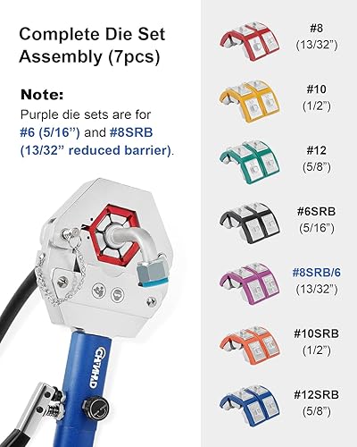 Miniatura 6 de Crimpadora de manguera hidráulica 71500 Hydra-Krimp Kit de aire acondicionado manual para manguera de aire acondicionado y accesorios Beadlock,