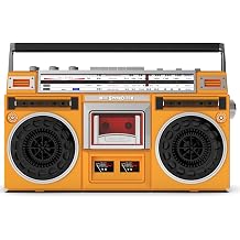 Retro Classic 80s Style Portable Boombox with Cassette Player Recorder, AM/FM Radio, Support SD/USB Input, Built-in SpeakerOrange