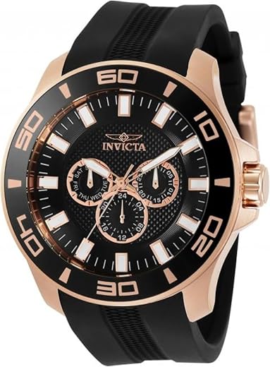 Invicta Silicone Analog Black Dial Men Watch-33944, Black Band