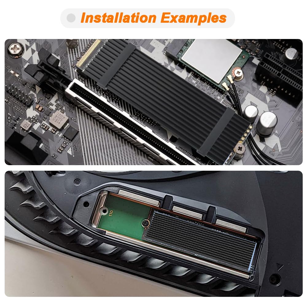 M.2 SSD Chłodnica 2280 SSD z termiczną podkładką silikonową NVMe SSD, radiator NVMe, czarne gumowe opony do M.2 PCIE NVMe SSD/M.2 SATA SSD (4 sztuki)