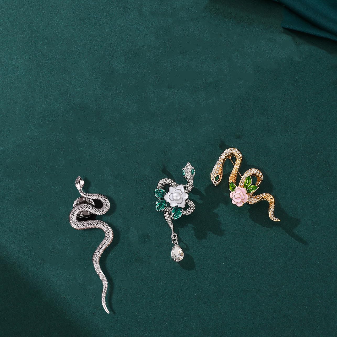 Broche de Serpiente, Broche de Serpiente de Metal, Alfiler Serpiente Broches, Adecuado para Blazers, Camisas, Sombreros, Alfileres de Mochila, Broches de Boda (Plateados)