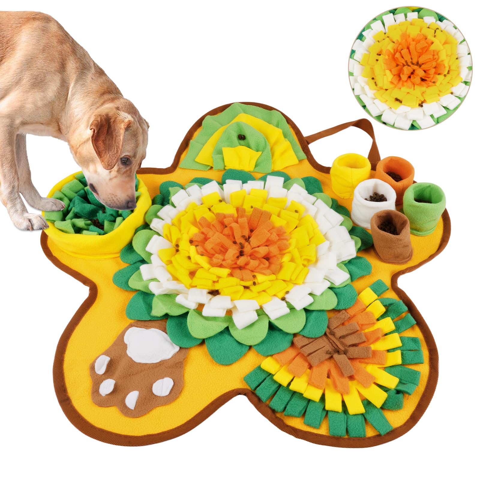 OSDUE Tappeto Olfattivo Cane, 60cm Foraggiamento Tappeto per Cani Addestramento Foraggiamento di Animali Lavabile Antiscivolo Tappetino Puzzle di Snuffle Giocattolo per Cani Attivazione Mentale Cane A