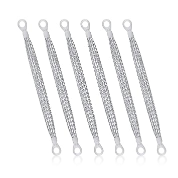 6PCS Automotive Ground Strap Kit, Universal Braided Ground Strap Car Ground Strip Ground Cable Strap Ground Wire Straps Ground Strap Connectors for Most Car (Tinned, 10inch)