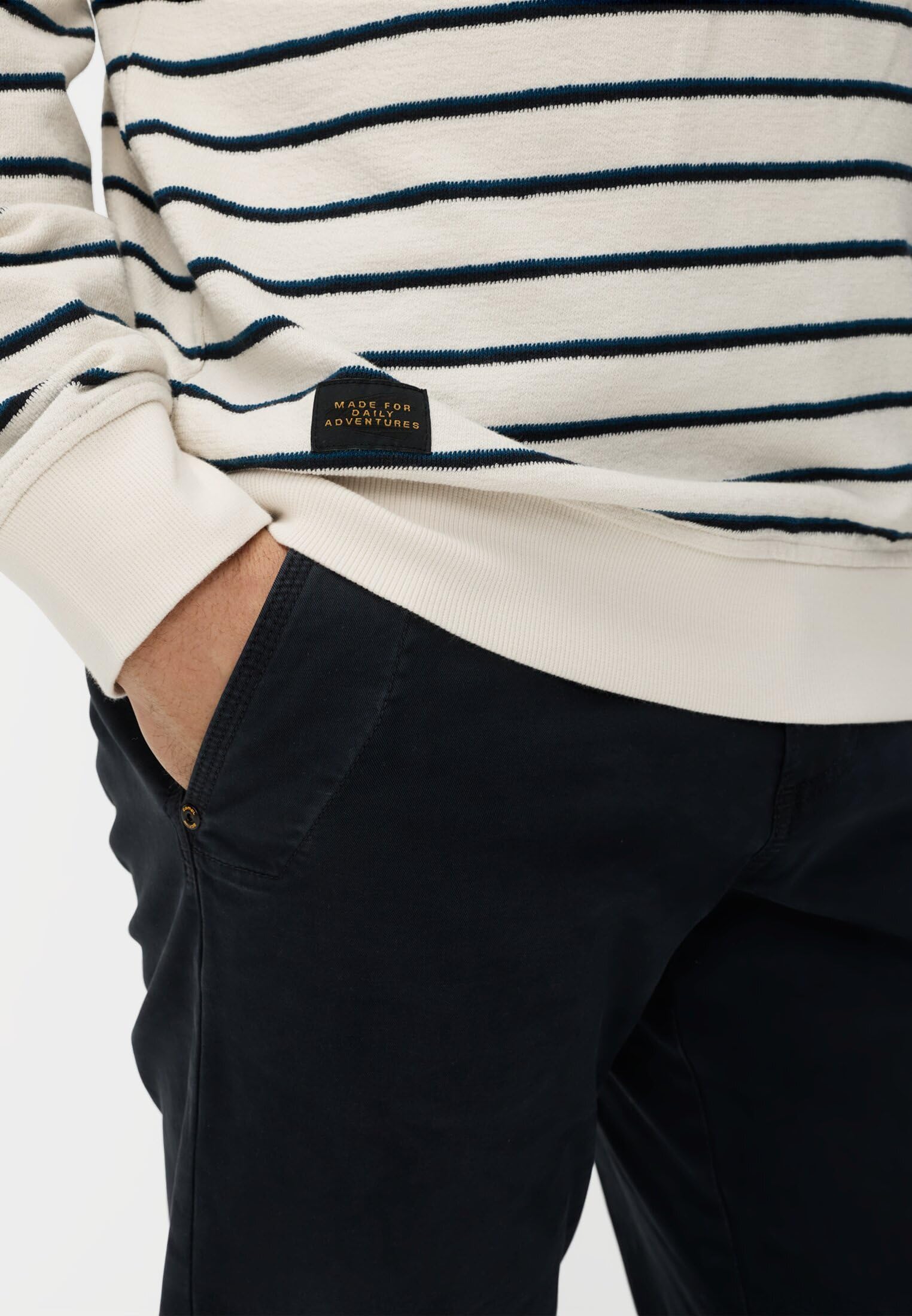 camel active Herren Sweatshirt mit Rundhals | gestreiftes Shirt aus reiner Baumwolle im Regular Fit für Alltag und Freizeit