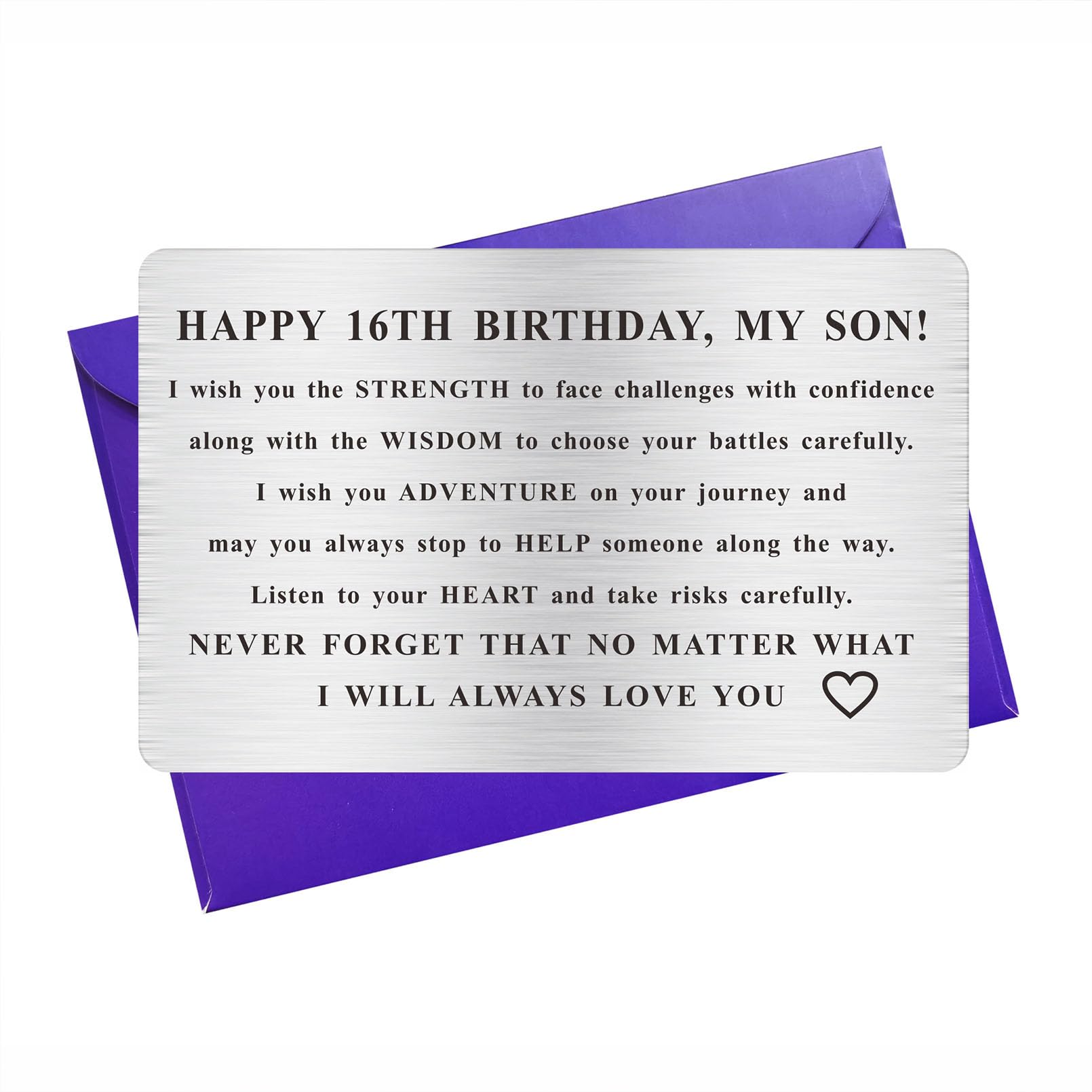 MXRSDF Son 16th Birthday Card Gifts for Him, 16 Year Old Boy Birthday Decorations for Grown Son, Metal Wallet Card
