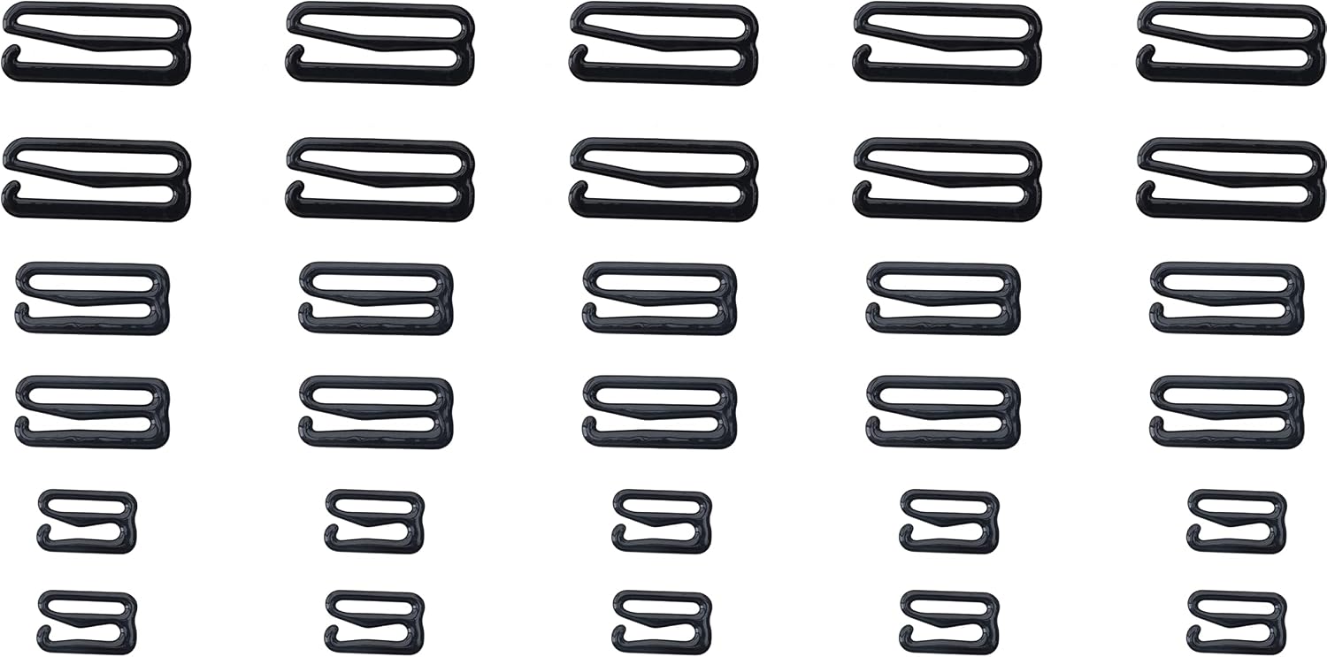 sowaka 30 Pcs Metal Bra Strap Hooks Adjustment Slides Hooks for Bikini Bra Sewing Halter Tops Bathing Dress
