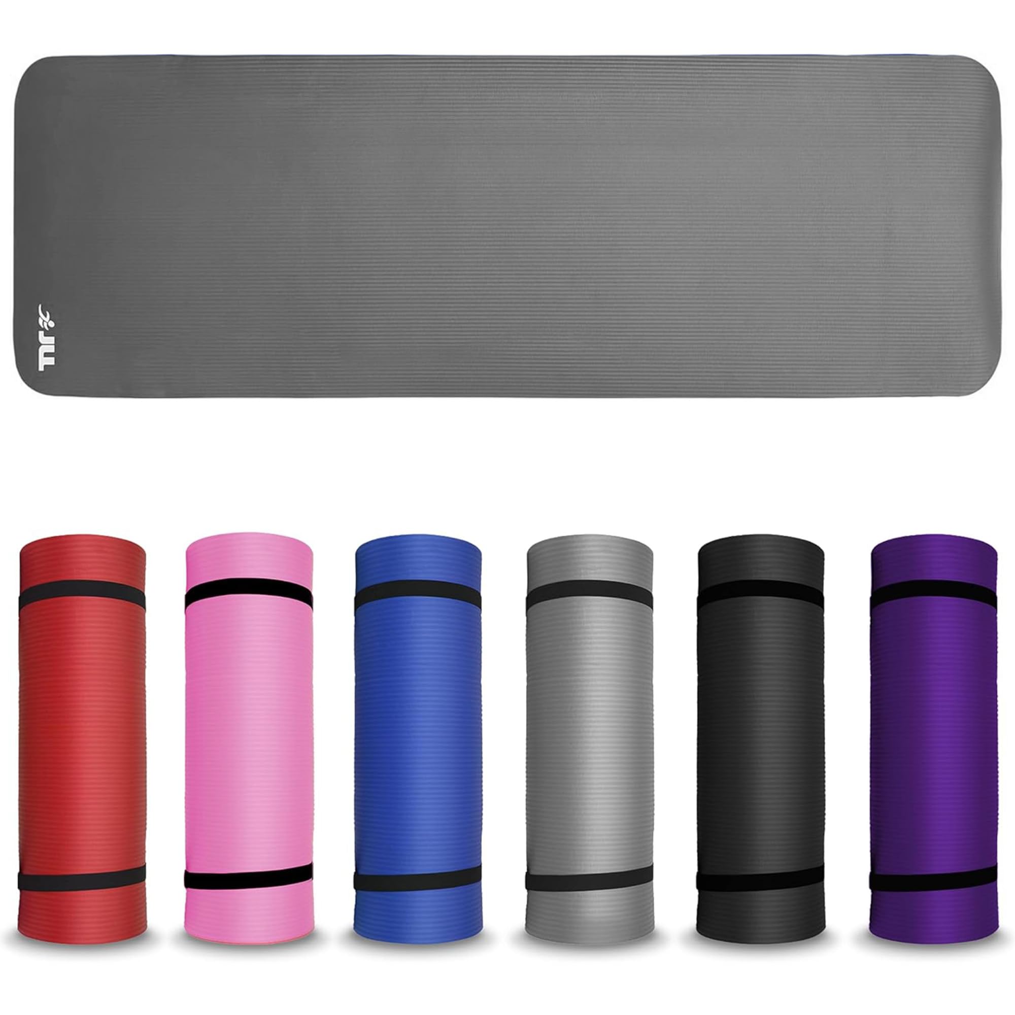 JLL Yoga Mat Extra Thick 10mm/15mm Non-Slip Pilates Workout Exercise Mat Available in Black/Blue/Purple/Pink/Grey/Red, Ideal Camping Mat