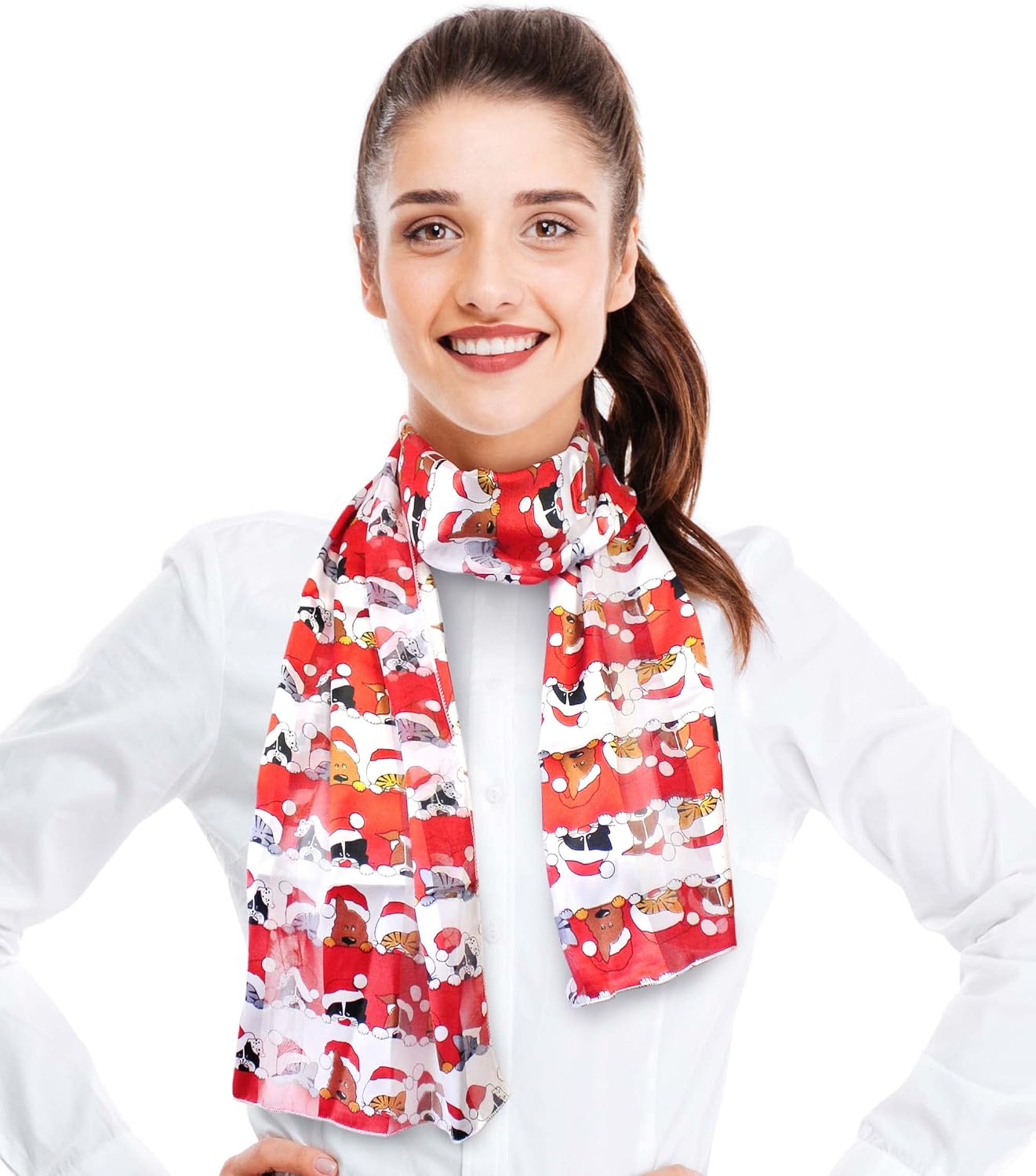 CBC Crown Christmas Scarf - Santa, Snowman, Ornament, Ginger Cookie Theme - 13"x 60" Made In Korea