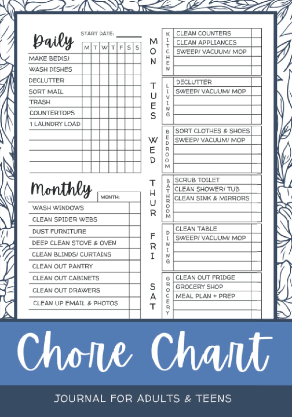 chore-chart-journal-for-adults-teens-daily-weekly-monthly-housework-and-cleaning-schedule-checklist-planner-vosee-val-amazon-com-books