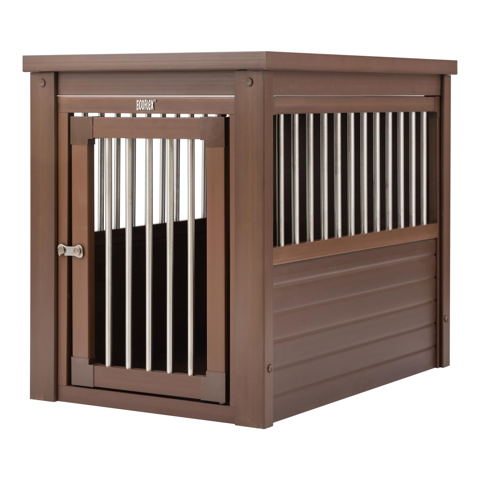 New Age Pet ECOFLEX InnPlace Dog Crate & End Table, Indoor Furniture Style Pet Kennel for Small, Medium, Large & XL Dogs, Durable Composite, Russet Brown, Medium