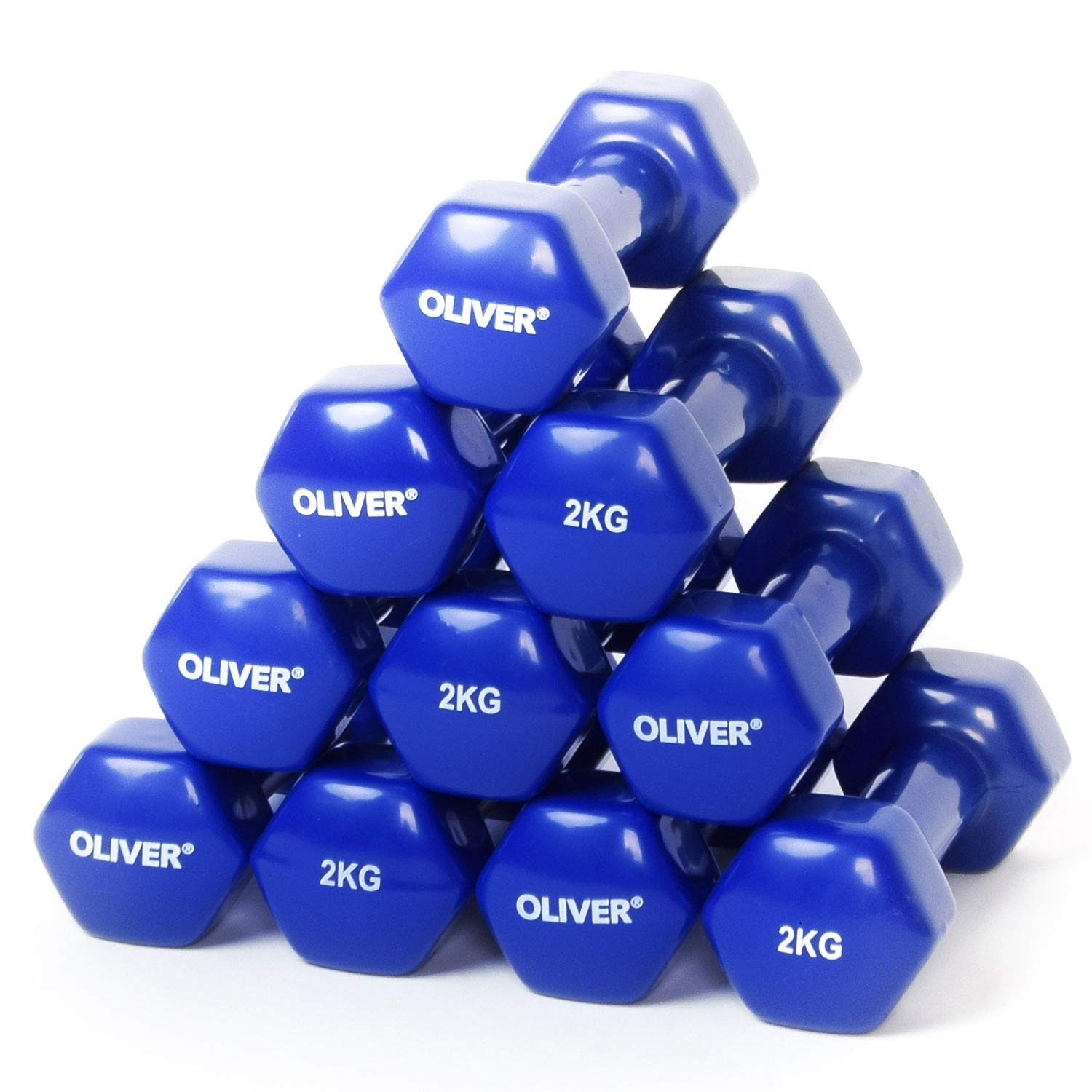 Oliver Para hantli winylowych do treningu siłowego, 2,0 kg (blau), 5 par