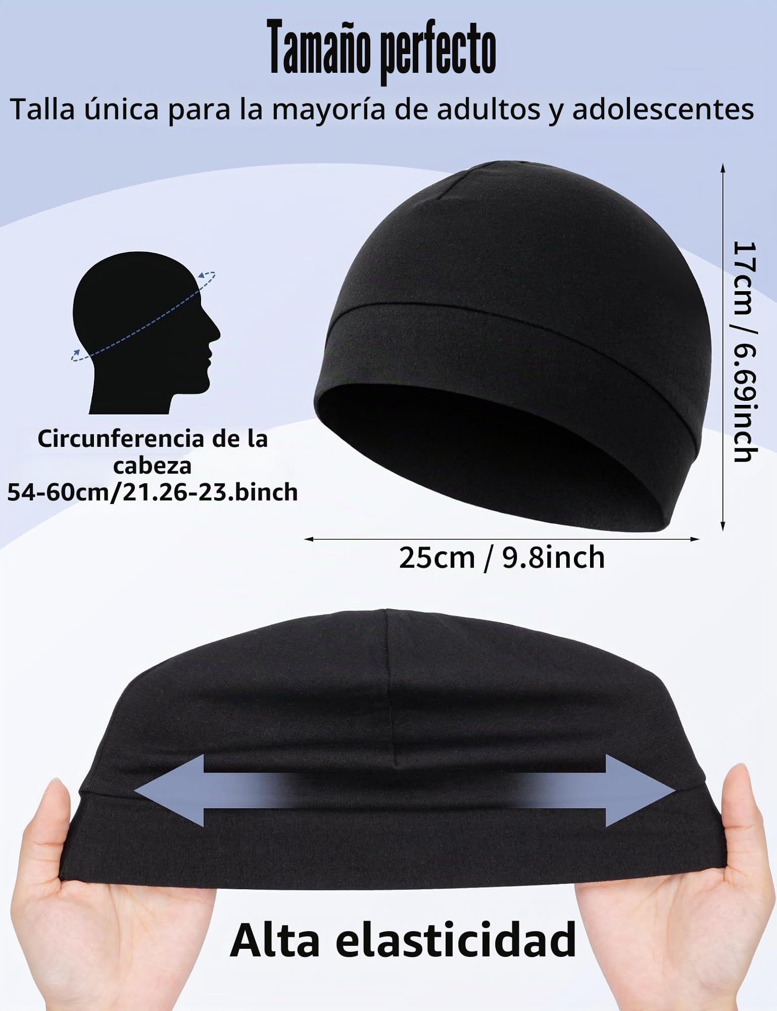 MELLIEX 2 Piezas Gorro para Hombre Mujer, Transpirable Algodón Running Skull Cap Multifuncional Gorro Bajo Casco para Ciclismo Moto