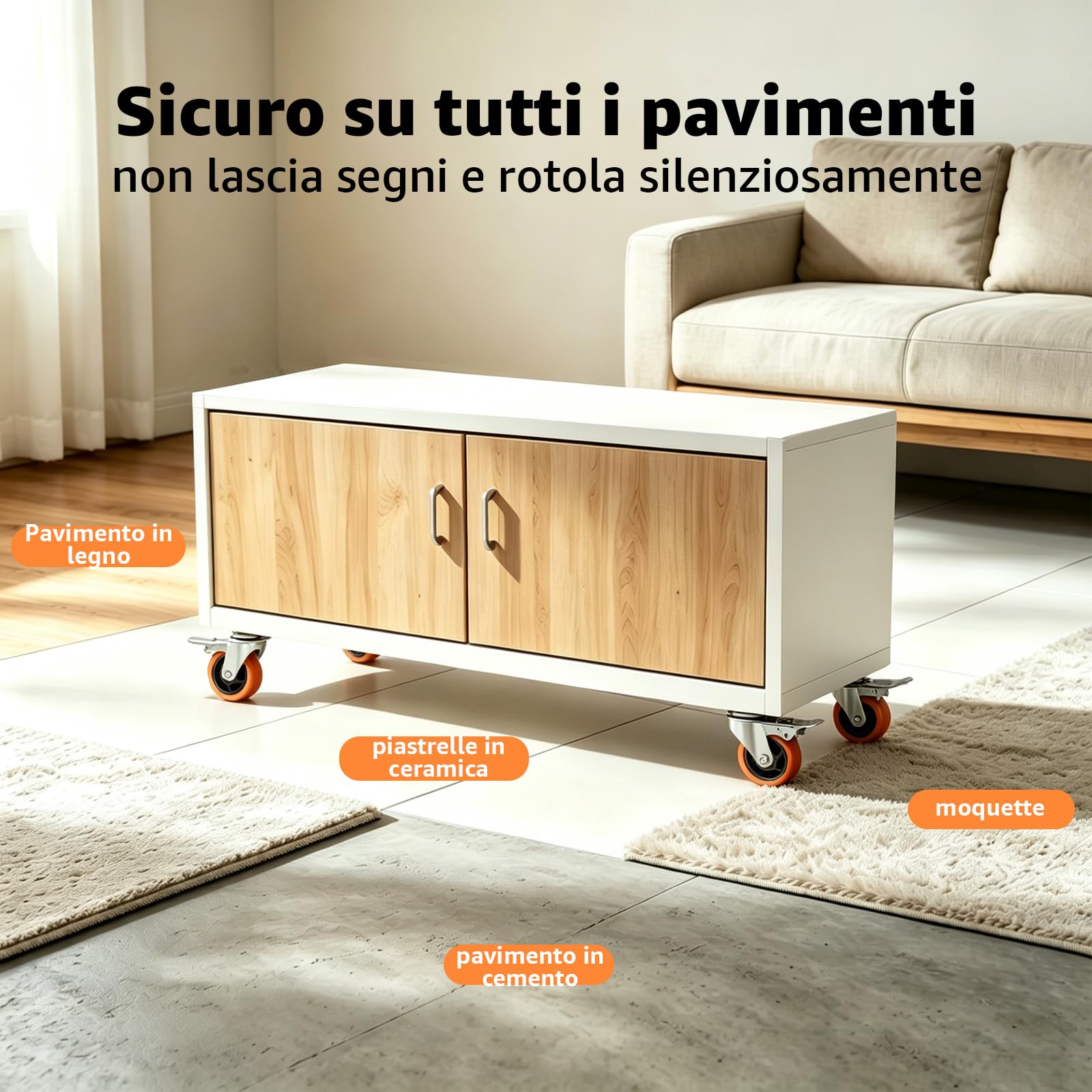 Firlarm - 125mm Ruote Girevoli con freno per carrello, 4 pollici Ruota del carrello in gomma da 9000 kg (confezione da 4)