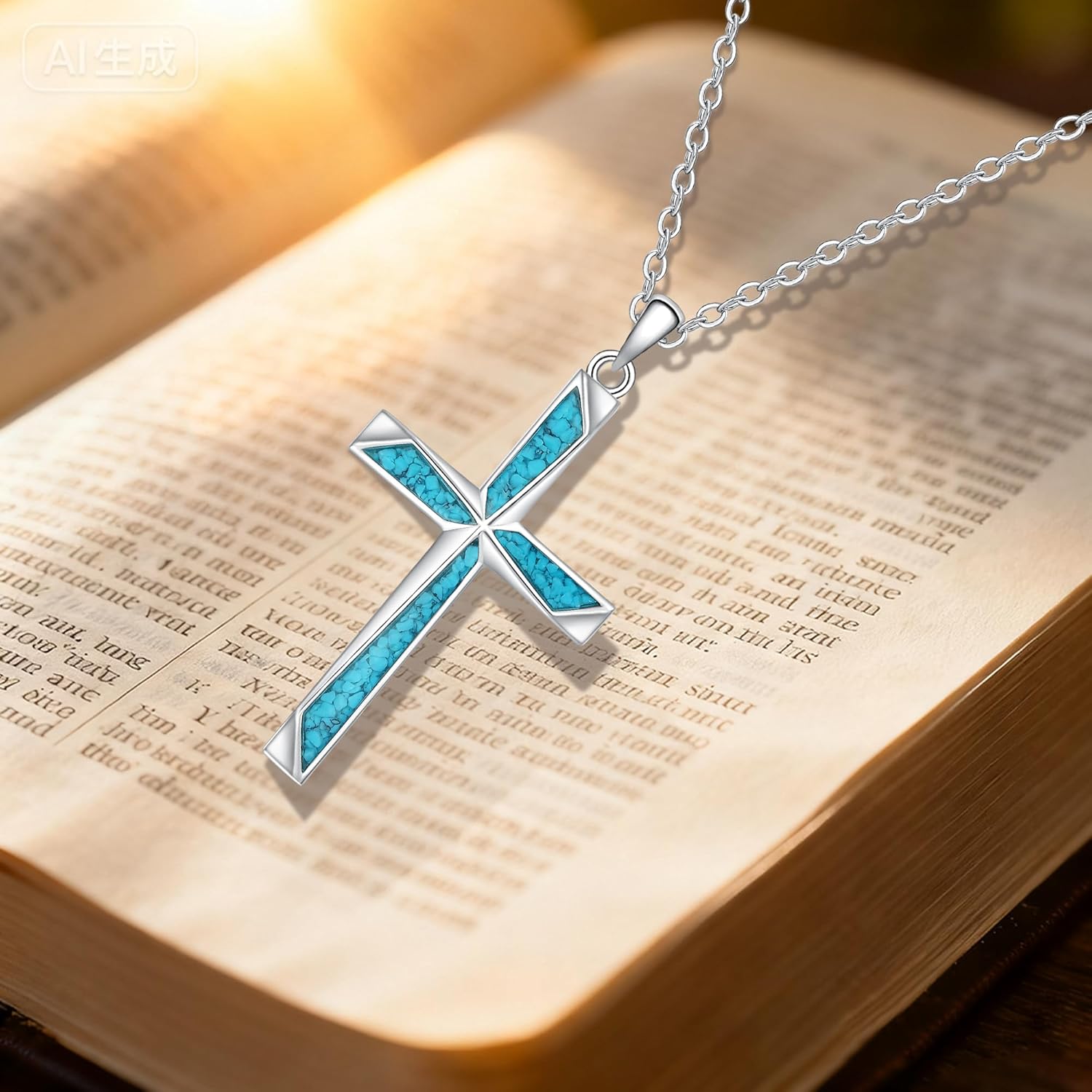 Cross Necklace for Women Sterling Silver Turquoise Religion Faith Cross Necklace Abalone Christian Jewelry Mothers Day Birthday for Women Gifts