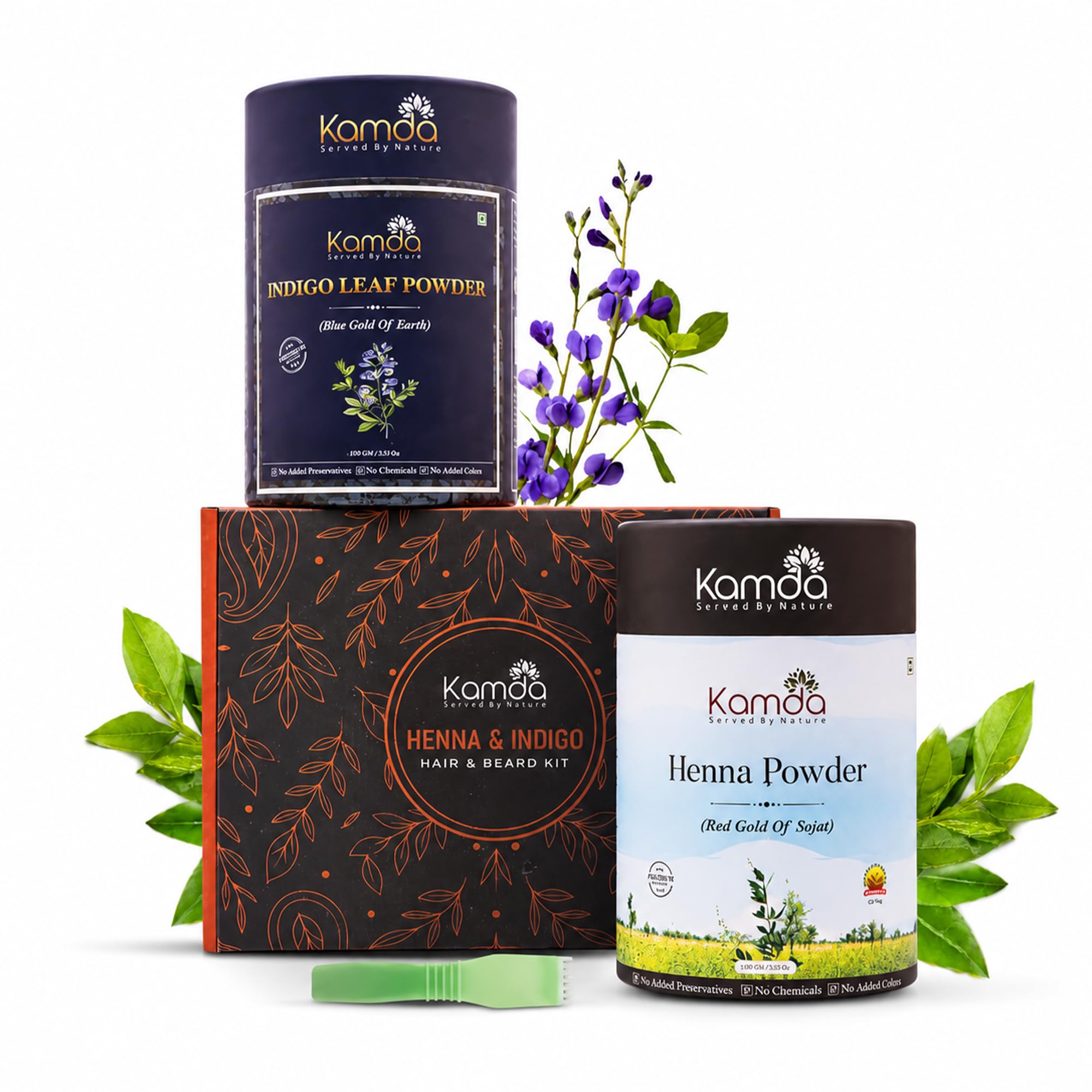 KAMDA - Combo of100% Natural Organic Henna Powder & Herbal Indigo Powder for Hair Coloring & Growth - 300 gm Each | Arrests Greying, Promotes Healthy Hair & Vibrant Shades-image-35
