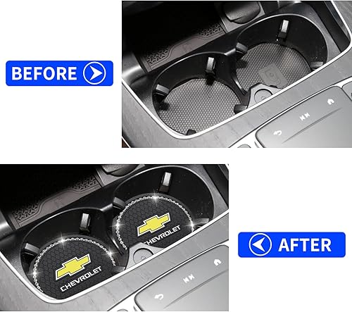 Miniatura 3 de PARKTREE Posavasos de silicona antideslizante con diamantes de imitación de cristal brillante, 2 piezas compatibles con Chevrolet Silverado Colorado