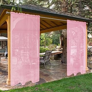 SpaceDresser Waterproof Outdoor Sheer Curtains for Patio - 2 Panels Rod ...