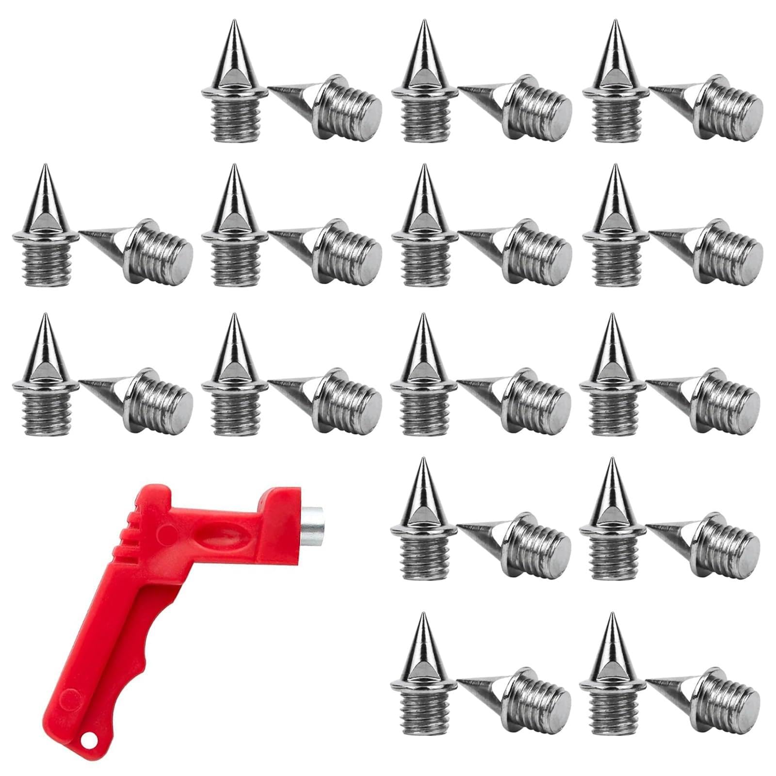 FUZVOL 120 Pcs Track Spikes Sturdy Steel Running Pyramid Spikes 1/4inch Cross Country Track Replacement with Spike Wrench Golf Shoe Spike Kit for Sprint Sports Jumping Running Jogging Hiking