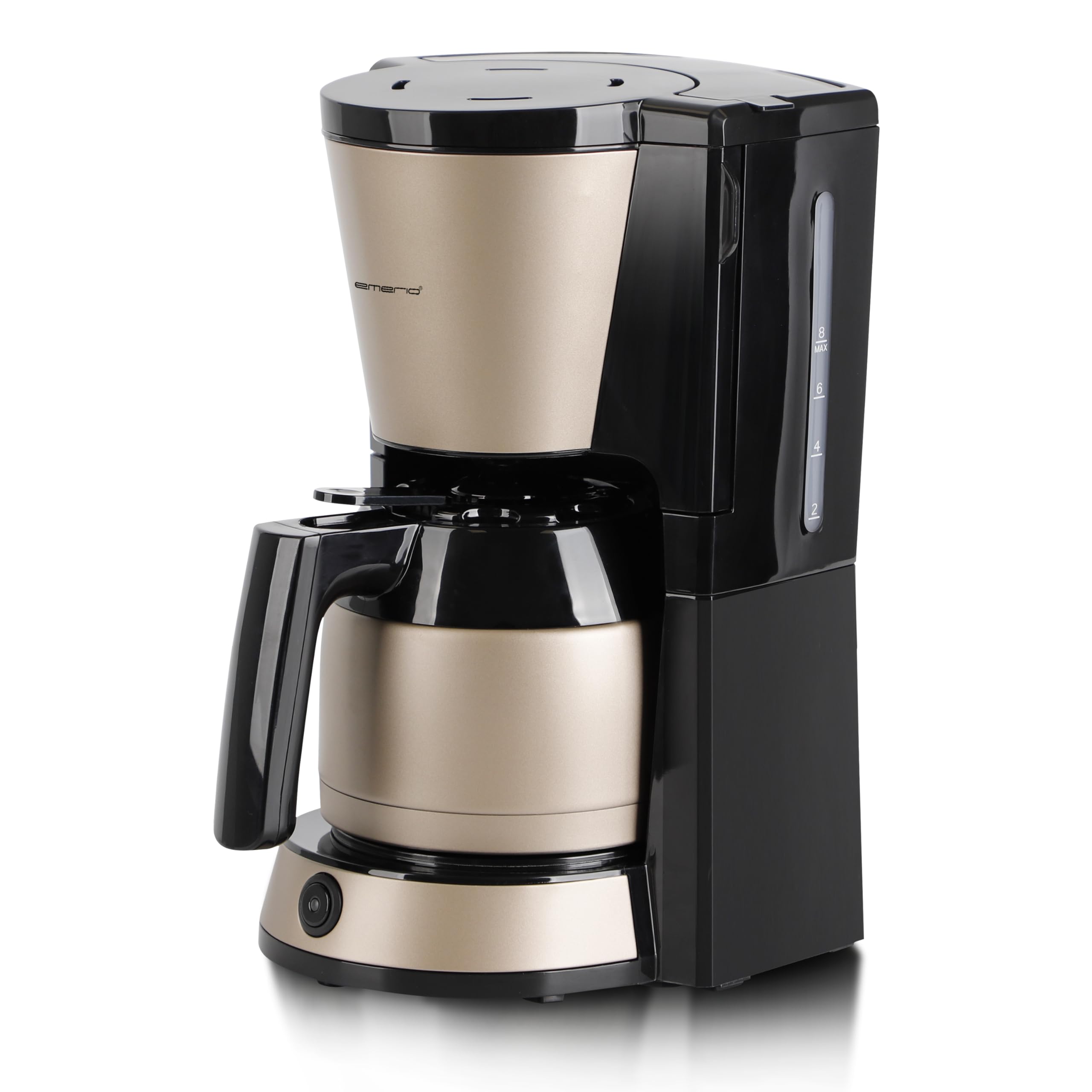 EMERIO Filterkaffeemaschine mit 1L Thermokanne (Edelstahl) | max. 8 Tassen pro Durchgang | Schwenkfilter | Tropf-Stopp | inkl. Dauerfilter | automatische Abschaltung | 900 W | CME-131036.3