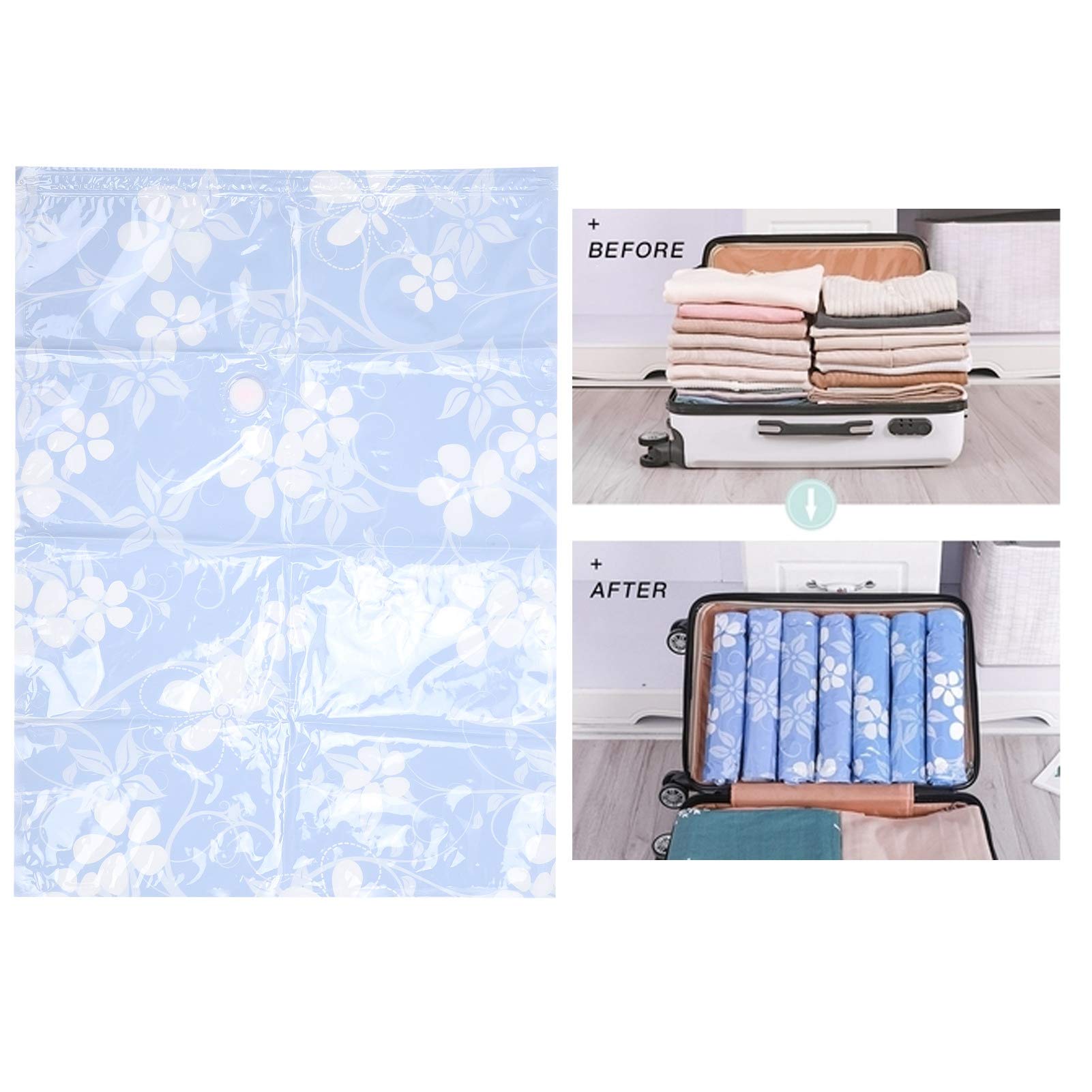 Ejoyous Sacco Sottovuoto da 2 Pezzi Sacco Compresso Sottovuoto in PE con Doppia Chiusura e Presa d'aria Filettata da 3,5 Cm per Vestiti, Trapunte, Coperte, Viaggi, Casa, Armadio, Organizzazione