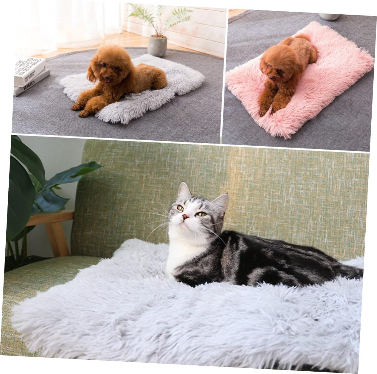 1pc Comfortable Plush Pets Blanket Warm Fleece Dog and Cat Sleep Mat Material Light Grey for and Autumn Use