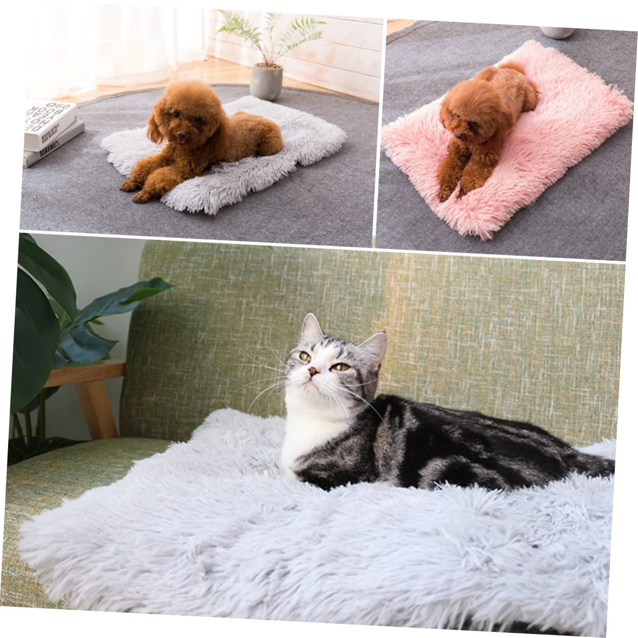 POPETPOP 1Pc Warm Plush Pet Blanket for Dogs and Cats Mat for Pets Cozy S Light Grey for Autumn and Winter Comfort