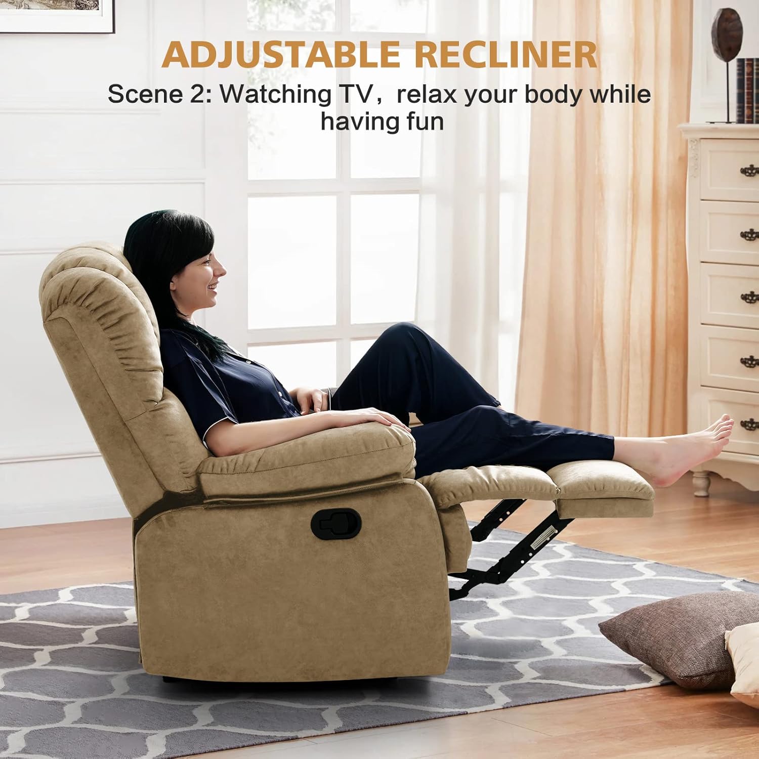 Buy EASELAND Oversized Recliner Chair, Push Back Recliner for Big and