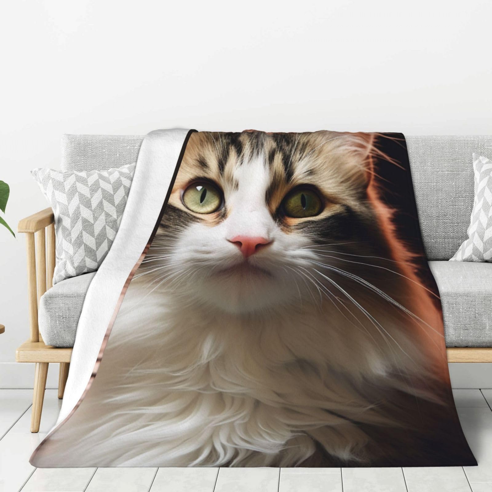 Couverture en flanelle motif chat 152x127 cm pour canapé et lit